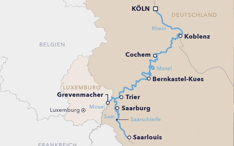 Routenkarte Malerische Mosel und Saar 2026