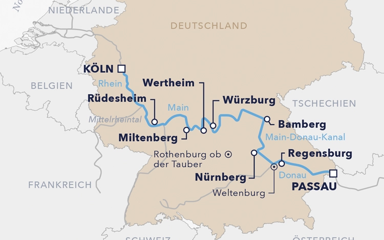 Routenkarte Rhein-Donau-Sinfonie 2026