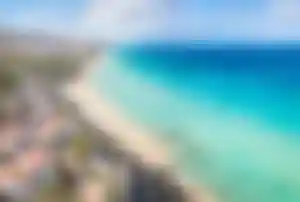Luftaufnahme von Jandia und Butihondo mit langen Sandstränden auf Fuerteventura