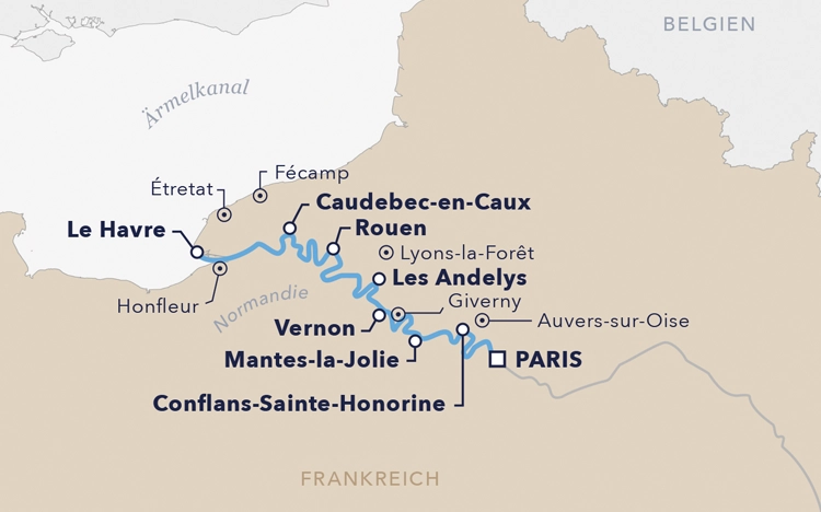 Routenkarte "La belle France"